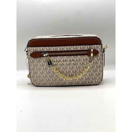 MICHAEL KORS JET SET LOGO LIGHT CROSSBODY BAG BEIGE.