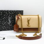 YSL SOLFERNIO RAFFIA SHOULDER BAG BROWN