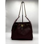 CHANEL 25 HOBO QUILTED MAROON HANDBAG.