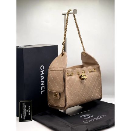 CNEL CAVIAR BEIGE MINI 25 SMALL HANDBAG.