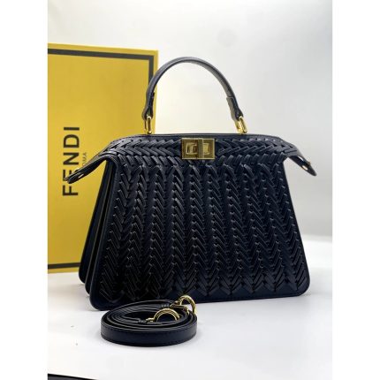 FENDI PEEKABOO ISEEU BLACK SMALL HANDBAG.