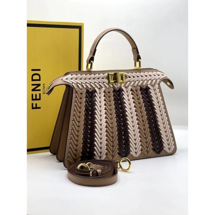 FENDI PEEKABOO ISEEU BEIGHE CREAM SMALL HANDBAG.