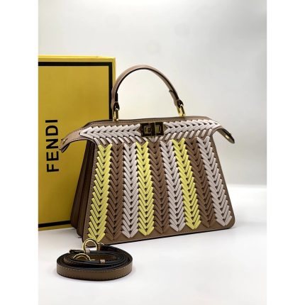 FENDI PEEKABOO ISEEU BEIGE YELLOW SMALL HANDBAG.