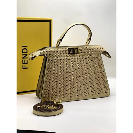 FENDI PEEKABOO ISEEU GOLD SMALL HANDBAG.