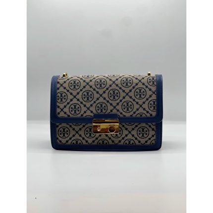 TORY BURCH BLUE T MONOGRAM SHOULDER BAG.