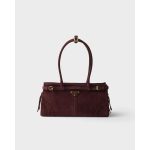 PRADA BONNIE BURGUNDY MEDIUM SUEDE SHOULDER BAG