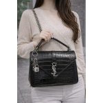 YSL COLLEGE MEDIUM IN QUILTED BLACK MONOGRAM