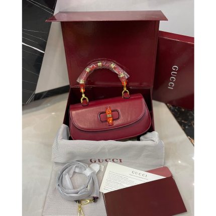 GUCCI BAMBOO 1947 TOP HANDLE MINI BURGUNDY BAG