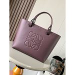 LOEWE ANAGRAM SMALL BURGUNDY LEATHER TOTE BAG