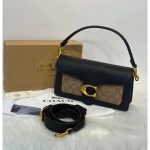 COACH TABBY SHOULDER BLACK BROWN BAG SIGNATURE CANVAS