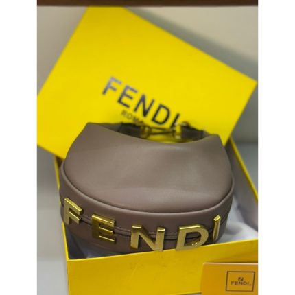 FENDI GRAPHY MINI HOBO FENDI LETTER BROWN SHOULDER BAG