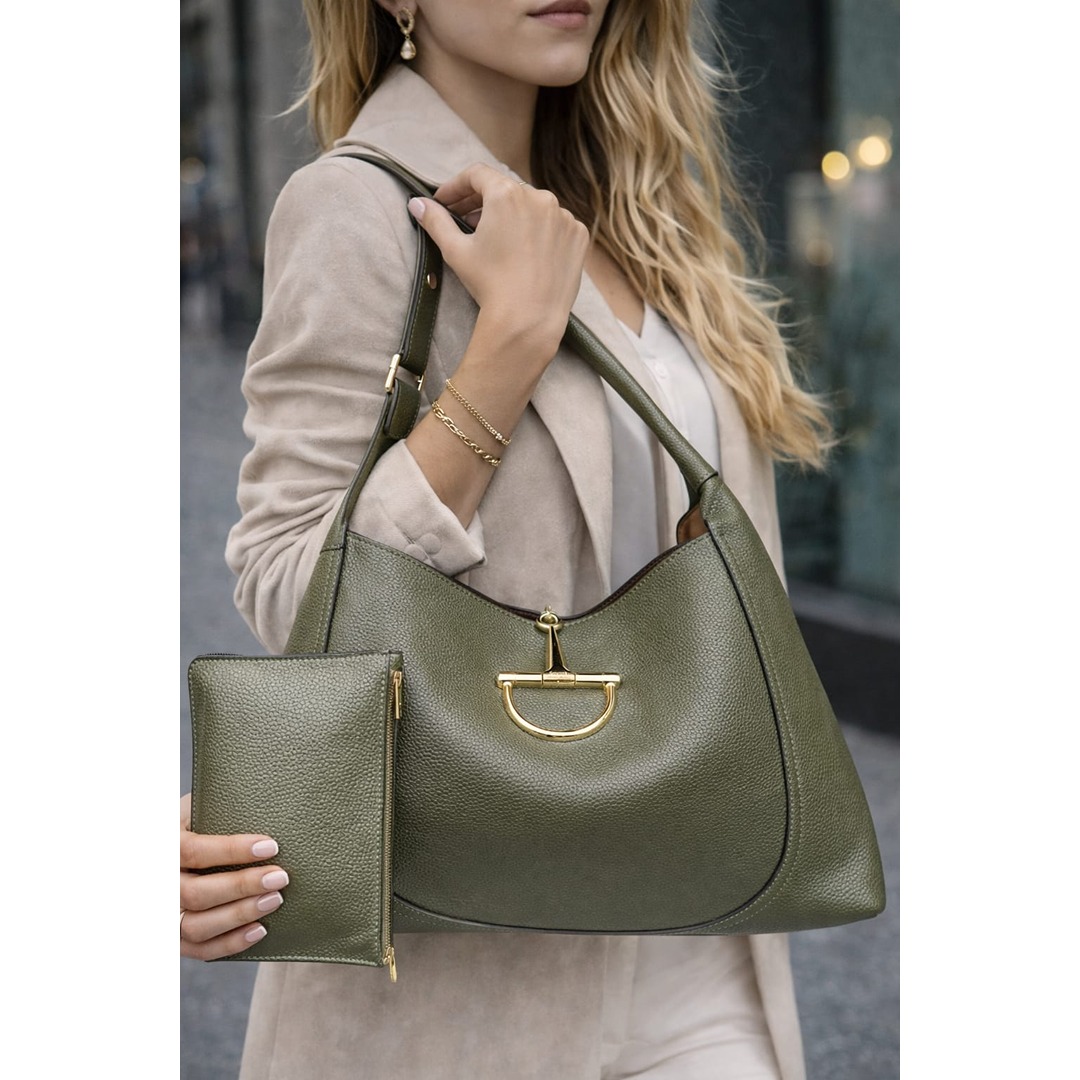 GUCCI MAXI OLIVE SOFTBIT TOTE SHOULDER BAG