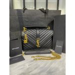 YSL COLLEGE MEDIUM IN QUILTED BLACK-GOLDAN MONOGRAM