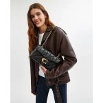 COACH TABBY 26 PILLOW BLACK GOLD QUILTED SHOULDER BAG