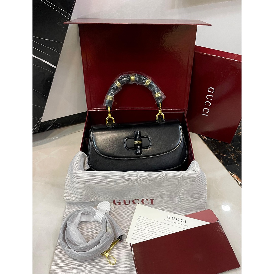GUCCI BAMBOO 1947 TOP HANDLE MINI BLACK BAG