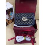 GUCCI GO SMALL GG CANVAS NAVY SHOULDER BAG