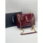 YSL SAINT LAURENT CROSS BODY MAROON SHOULDER BAG