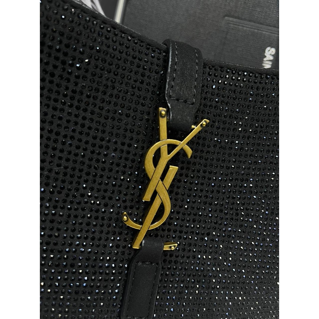 YSL SAINT LAURENT LE 5 à 7 RHINESTONE EMBELLISHED HOBO BAG