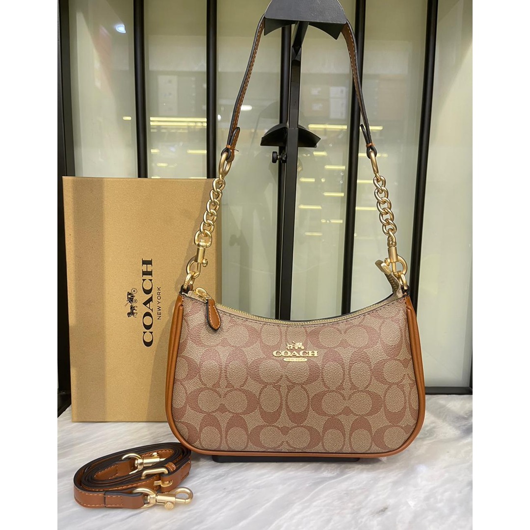 COACH TERI SHOULDER CAMEL BAG