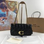 COACH TABBY 26 PILLOW BLACK GOLD QUILTED SHOULDER BAG