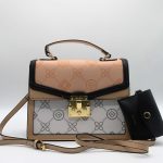 ALDO EMALINE MONOGRAM TOP PEACH WHITE HANDLE BAG.