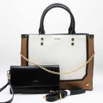 ALDO CATYLA TOTE WHITE BROWN BAG WITH WALLET.