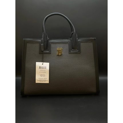 BURBERRY FRANCES TB LOGO BLACK TOTE BAG.