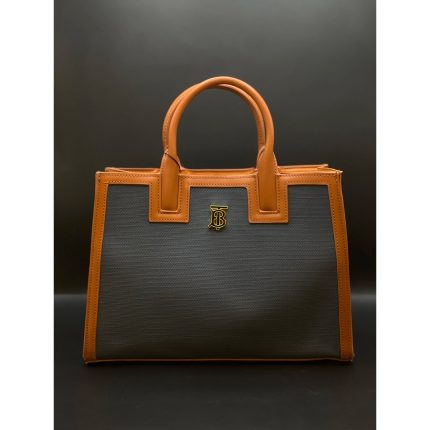 BURBERRY FRANCES TB LOGO GRAY TOTE BAG.