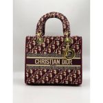 CHRISTIAN DIOR LADY D LITE MAROON SIGNATURE BAG