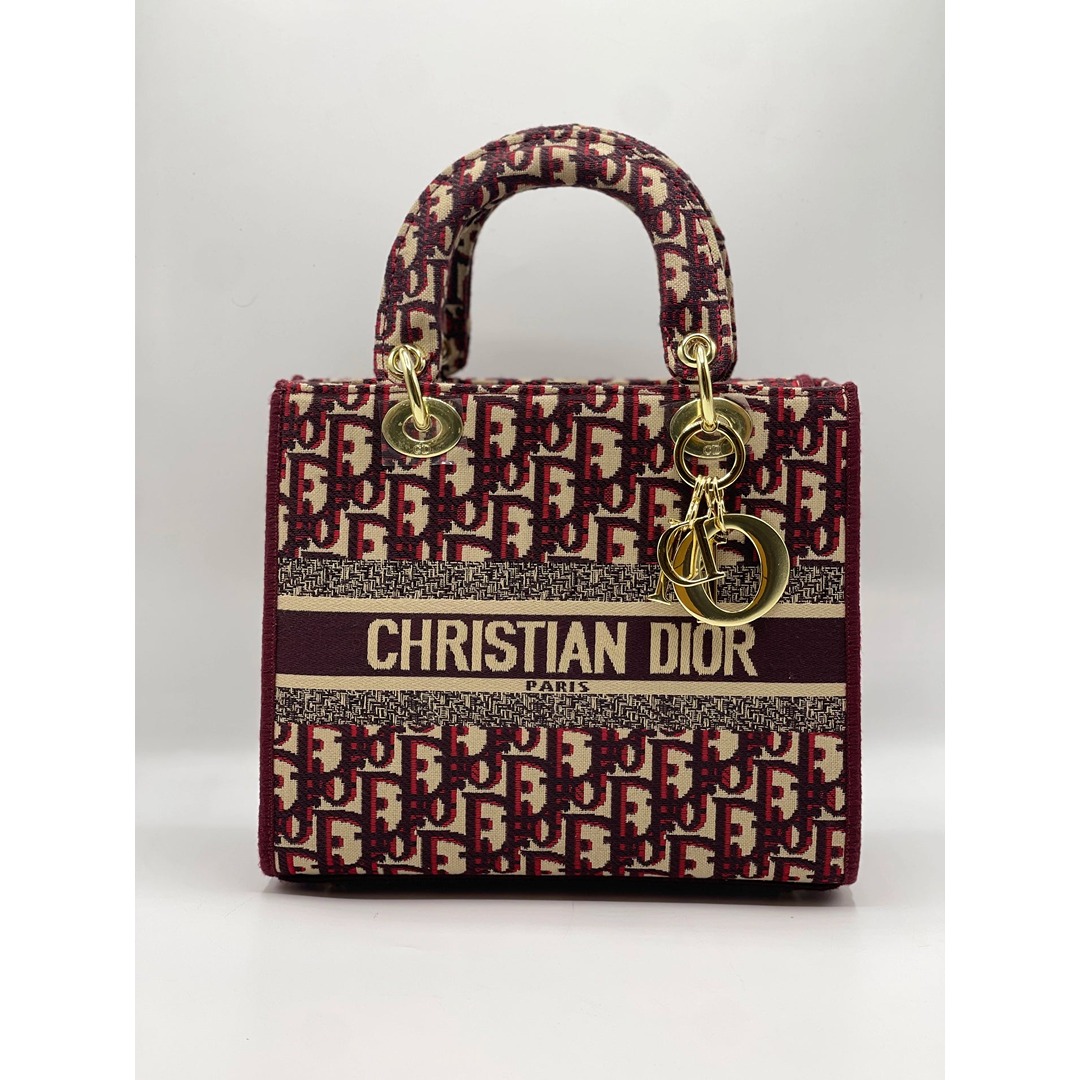 CHRISTIAN DIOR LADY D LITE MAROON SIGNATURE BAG