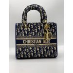 CHRISTIAN DIOR LADY D LITE NAVY SIGNATURE BAG