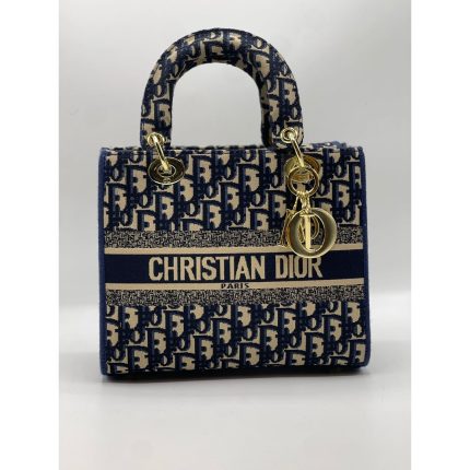 CHRISTIAN DIOR LADY D LITE NAVY SIGNATURE BAG