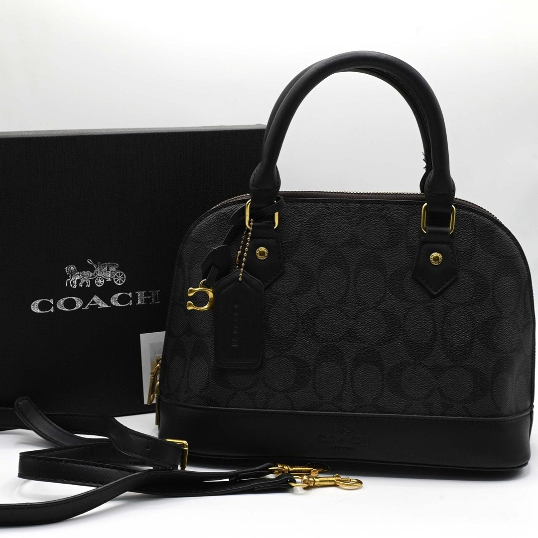 COACH SMALL SIERRA SATCHEL BLACK SIGNATURE BAG.