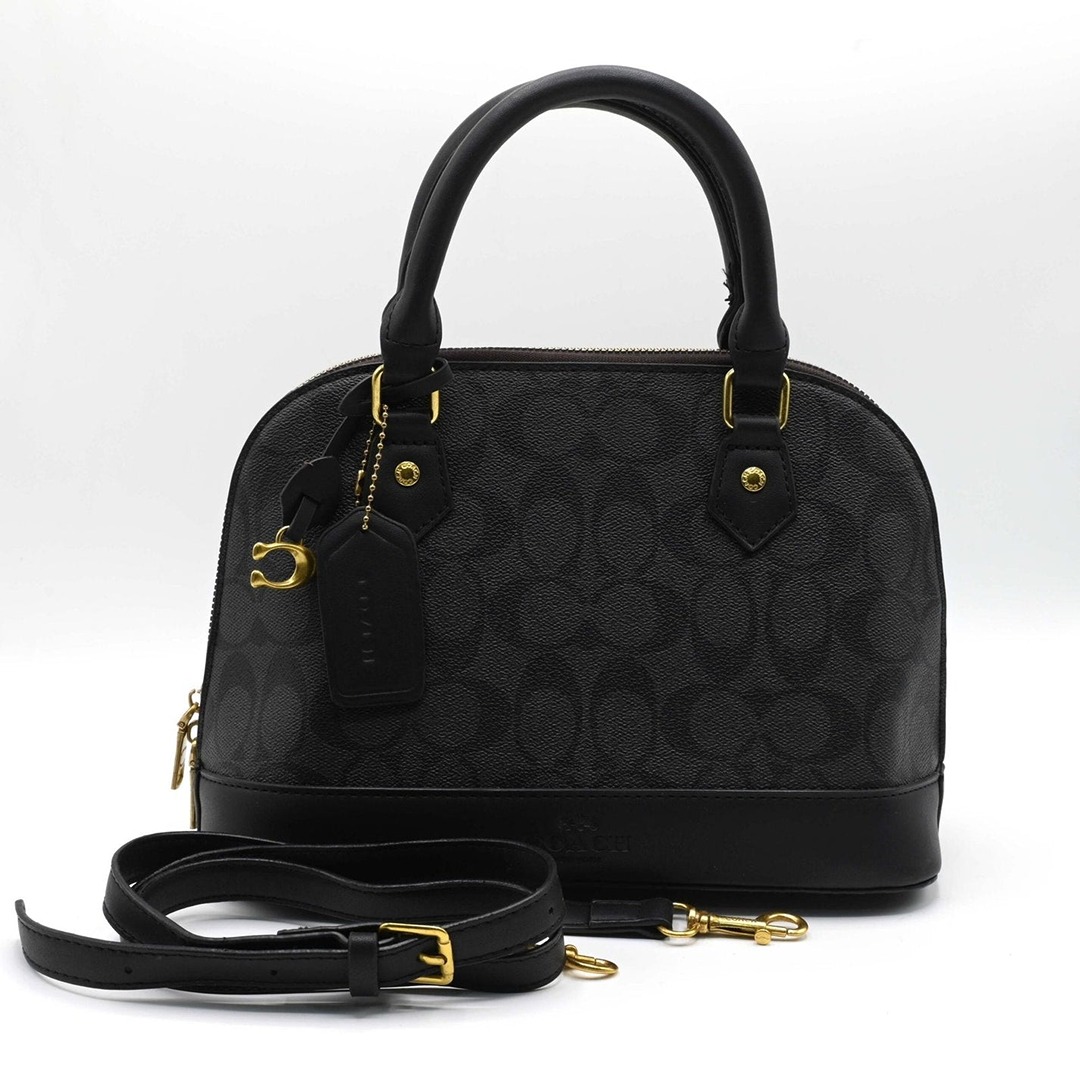 COACH SMALL SIERRA SATCHEL BLACK SIGNATURE BAG.