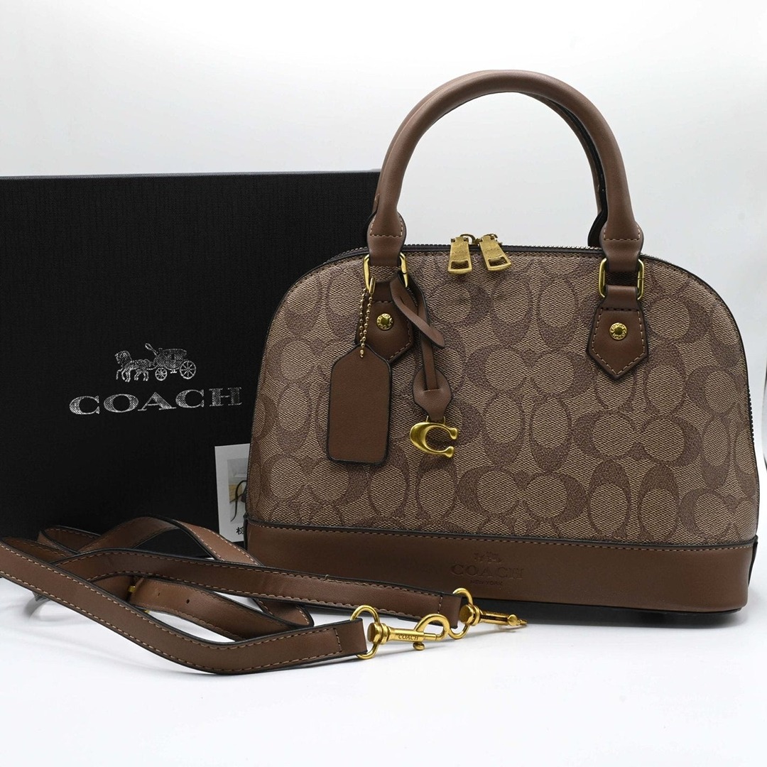 COACH SMALL SIERRA SATCHEL BROWN SIGNATURE BAG.