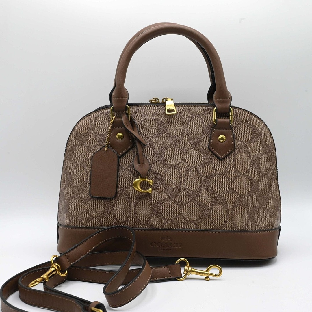 COACH SMALL SIERRA SATCHEL BROWN SIGNATURE BAG.