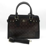 COACH DARCIE CARRYALL SIGNATURE BROWN CROSSBODY BAG .