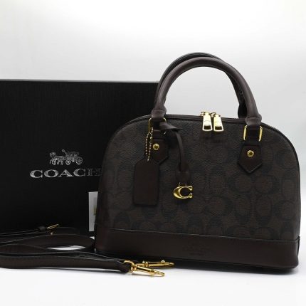 COACH SMALL SIERRA SATCHEL COFFEE SIGNATURE BAG.