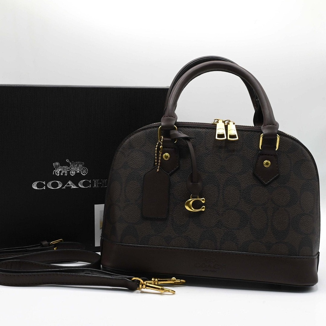 COACH SMALL SIERRA SATCHEL COFFEE SIGNATURE BAG.