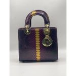 LADY DIOR MINI SNAKE SKIN PLUM HANDBAG.