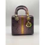 LADY DIOR MINI SNAKE SKIN GOLD PINK HANDBAG.