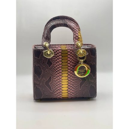 LADY DIOR MINI SNAKE SKIN GOLD PINK HANDBAG.