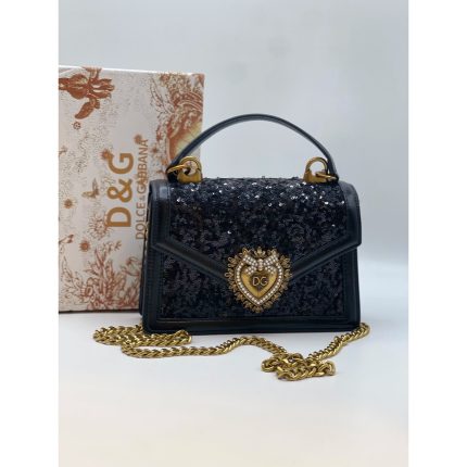 DOLCE & GABBANA DEVOTION BLACK SEQUIN BAG.