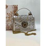 DOLCE & GABBANA DEVOTION WHITE SEQUIN BAG.