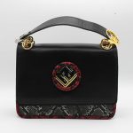 FENDI BLACK SMALL KAN SHOULDER BAG.