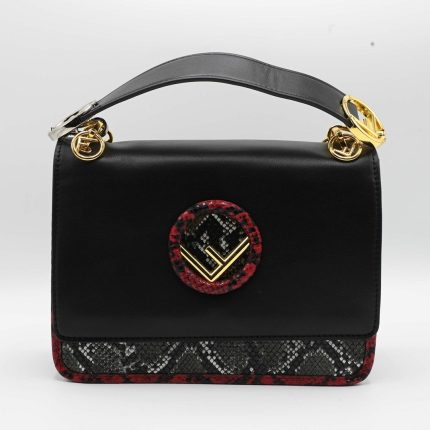 FENDI BLACK SMALL KAN SHOULDER BAG.