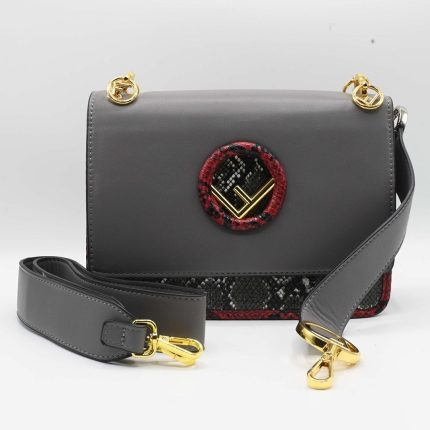 FENDI GRAY SMALL KAN SHOULDER BAG.