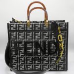FENDI BLACK WHITE SMALL KAN SHOULDER BAG.