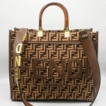 FENDI ROMA BROWN MEDIUM TOTE HANDBAG.