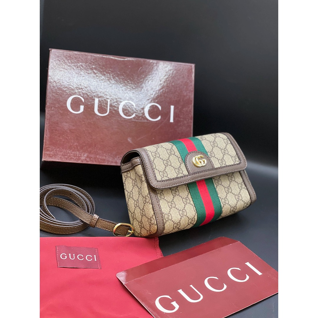 GUCCI MINI GG BROWN SUPREME HANDBAG